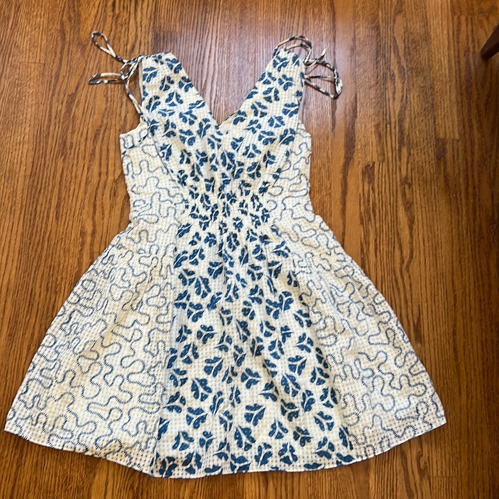 Cute Rebecca Taylor Blue and White Cotton Dress Size Large